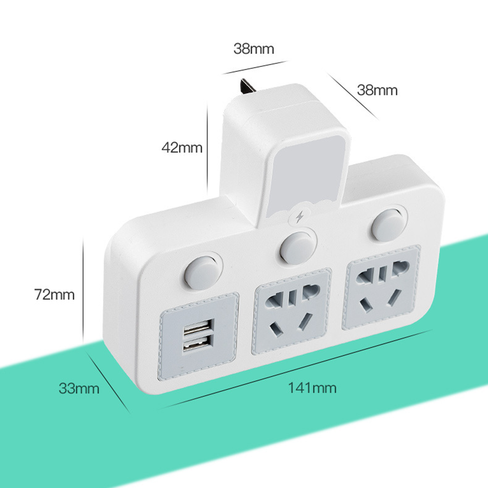 Smart power outlet - 2-pin power plug - Induction nightlight power socket - Multi-function usb power outlet - Heat-resistant electrical outlet with separate switch