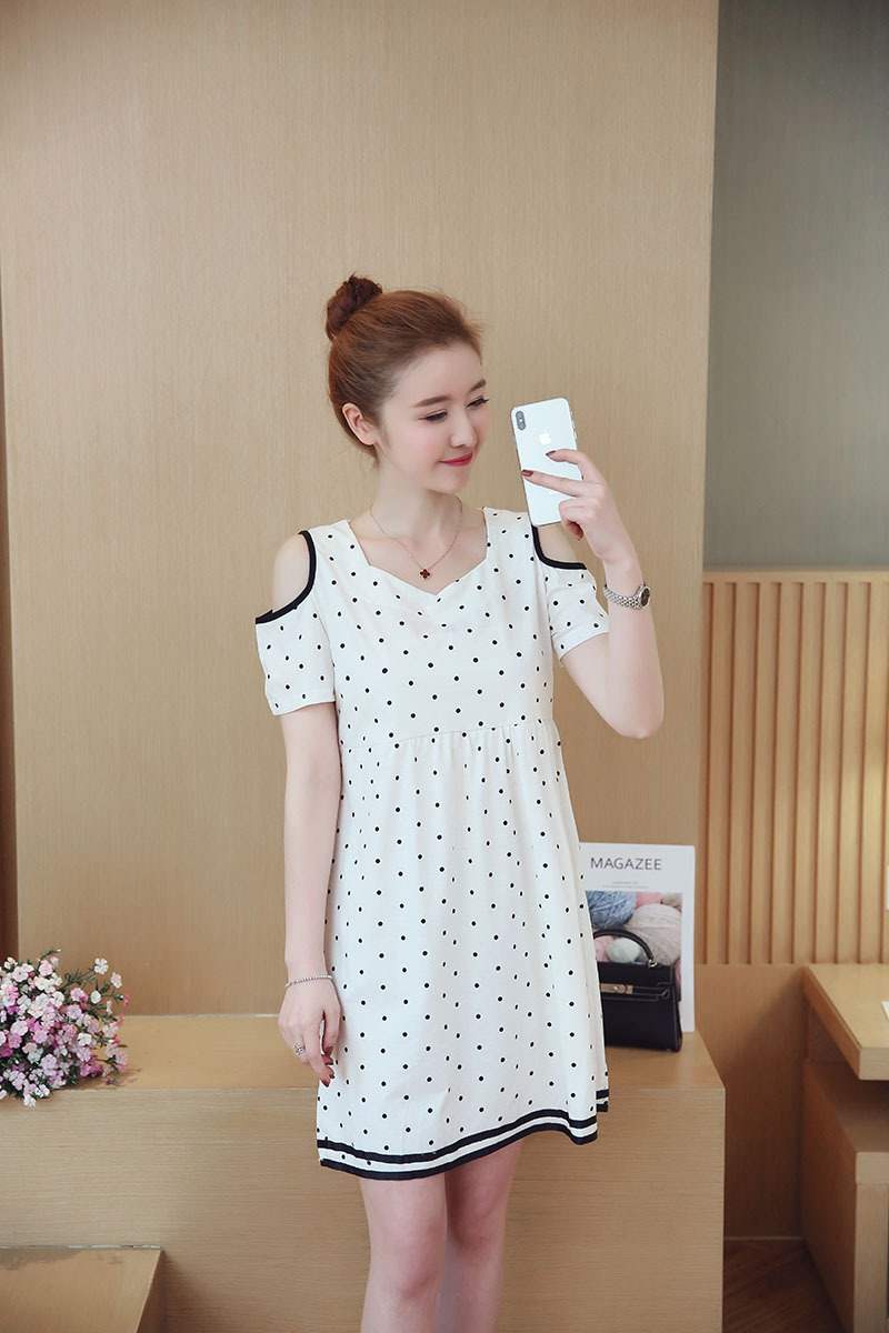 [HCM]Đầm bầu chấm bi màu xanh