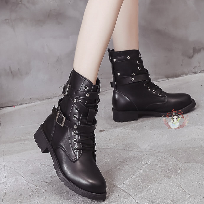Giày bốt boot thấp đế cao cổ quấn dây nam nữ 35-42