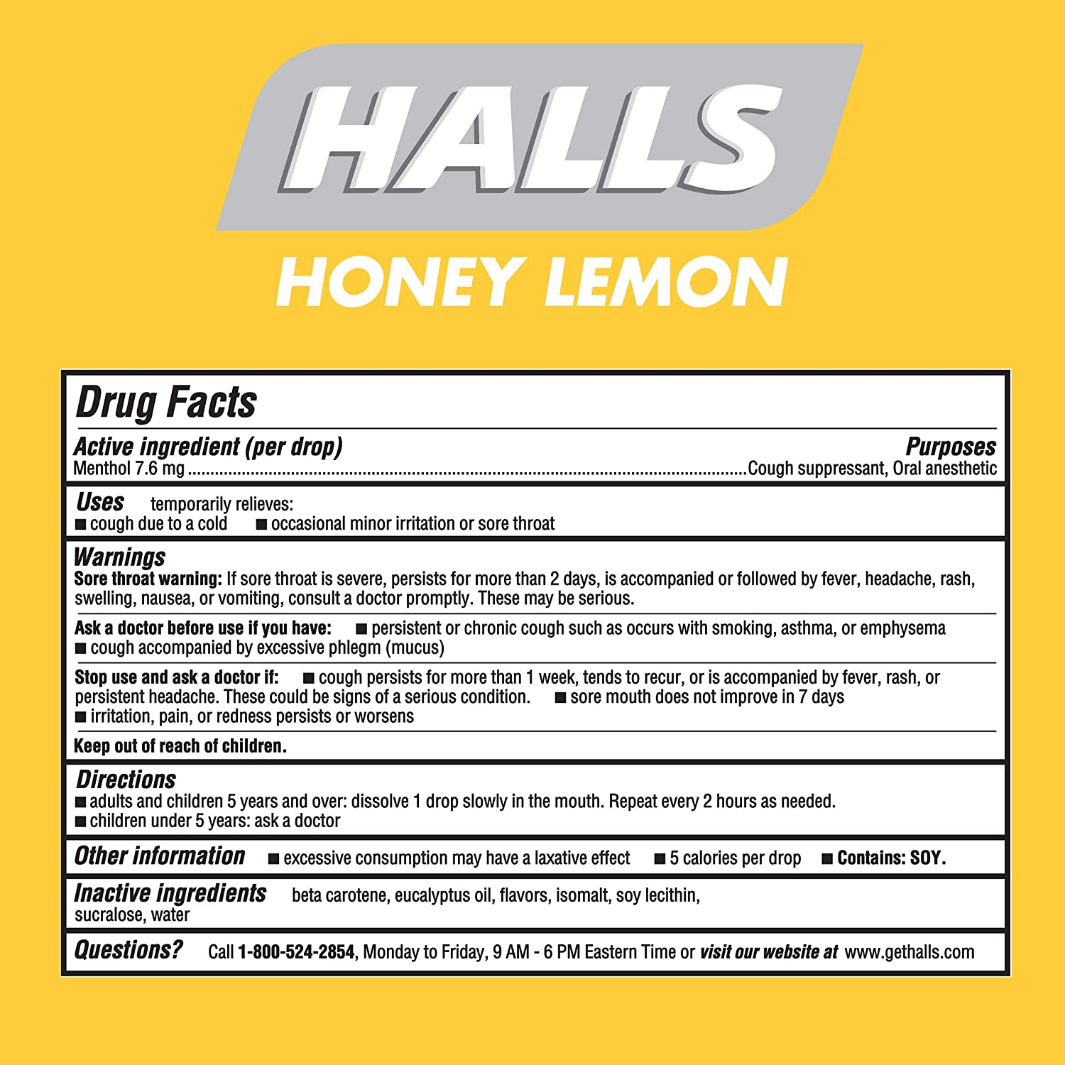 [HCM]Kẹo ngậm Halls chanh mật ong 180v