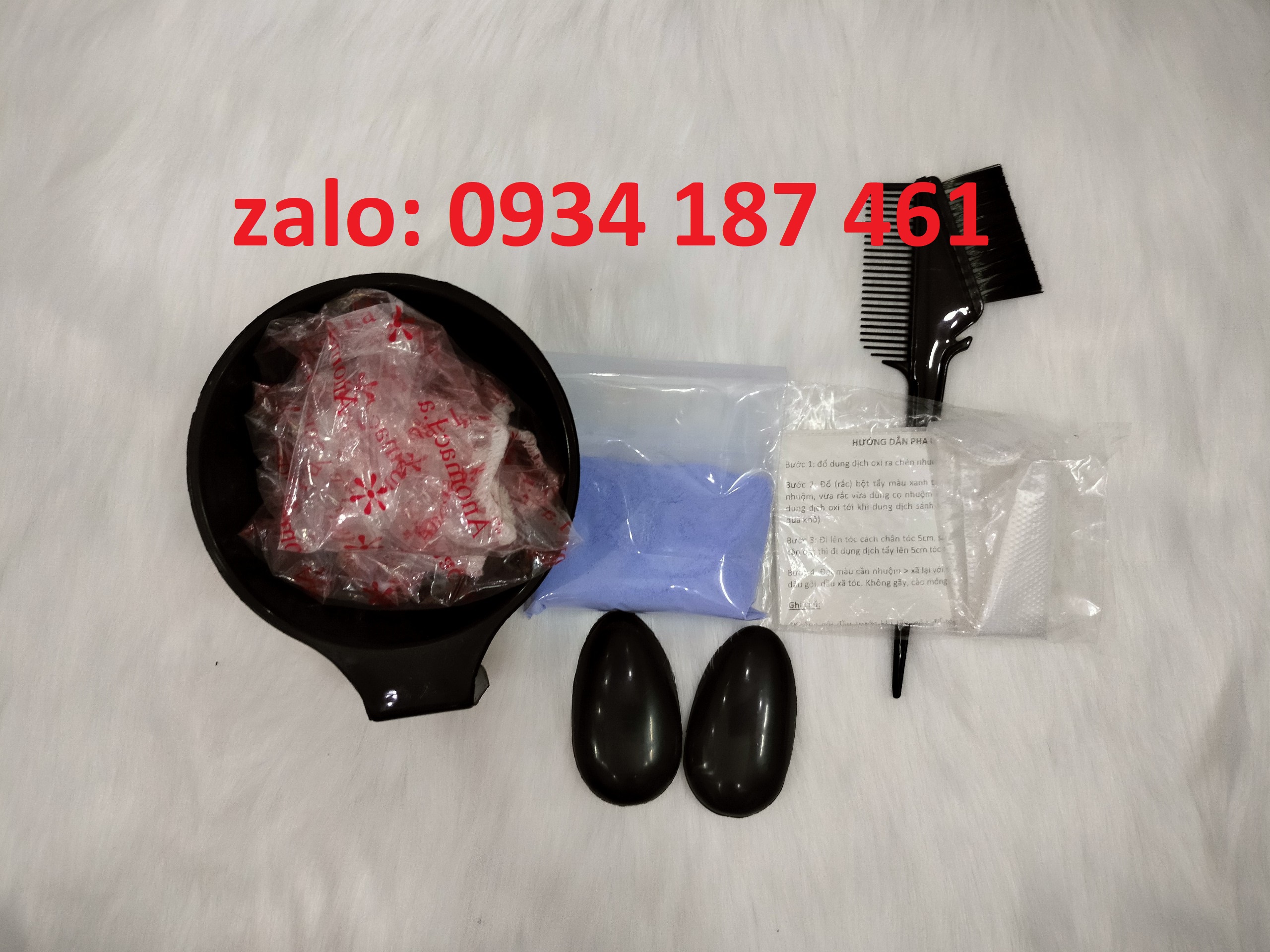 Combo 100gr bột tẩy, oxy, chén, lược, bao tay, nón trùm, chụp tai, HDSD