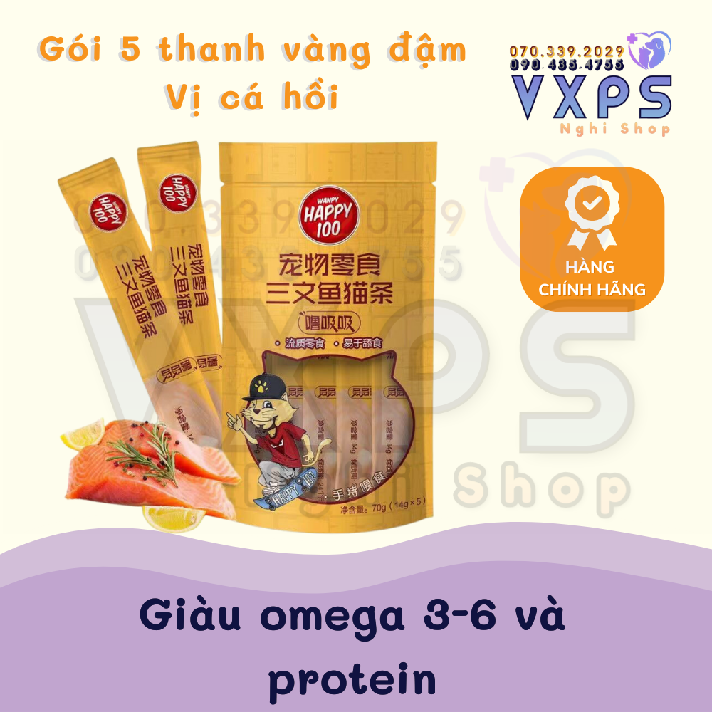 [GIẢM ĐẾN 20% Ở XU] Soup Thưởng Wanpy Happy 100 (14g x 5 Thanh) - Súp Thưởng Cho Mèo