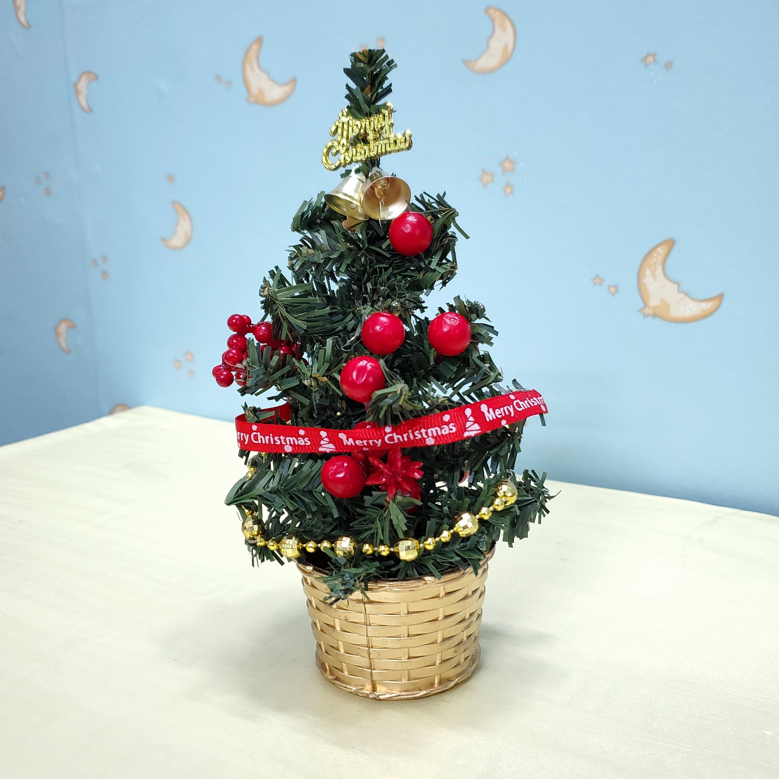 Cây thông nhí C31 dây chữ đỏ trang trí noel giáng sinh