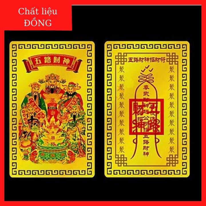 Kim bài linh phù Ngũ Lộ Thần Tài phù khai vận mở cung tài lộc giàu có
