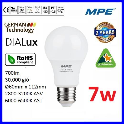 Bóng led bulb 7W chống thấm cao cấp MPE LBD3-7 ( tiêu chuẩn Châu Âu ) - Điện Việt