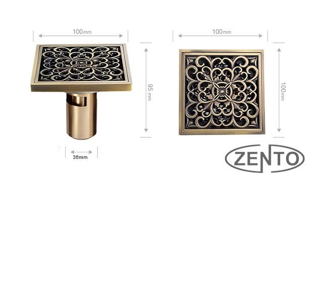 Thoát sàn chống mùi giả cổ 3D Zento ZT657 (10x10cm)