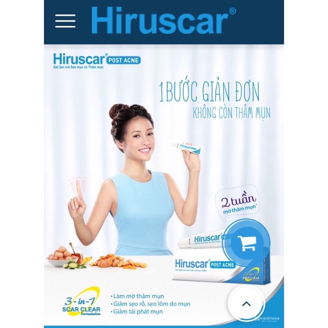 Hiruscar post acne - Gel làm mờ sẹo mụn và thâm mụn - 5gr
