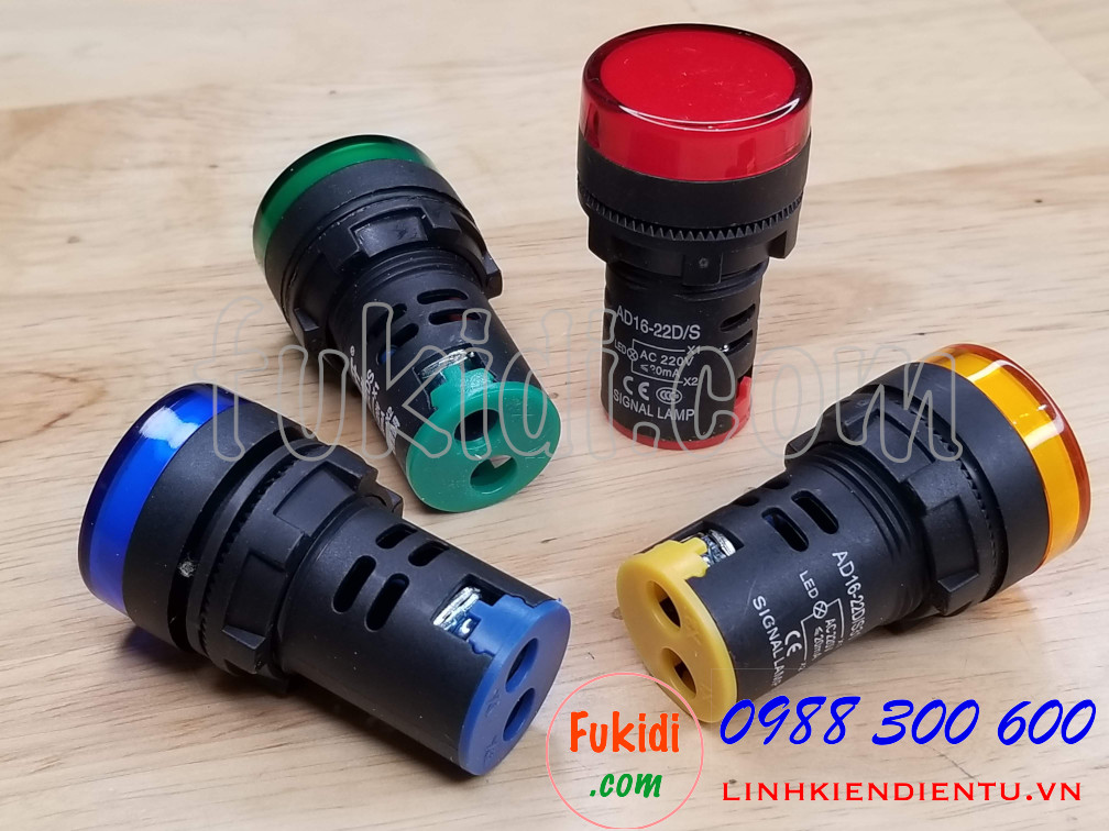 Đèn LED báo nguồn 220V phi 22mm AD16-22DS