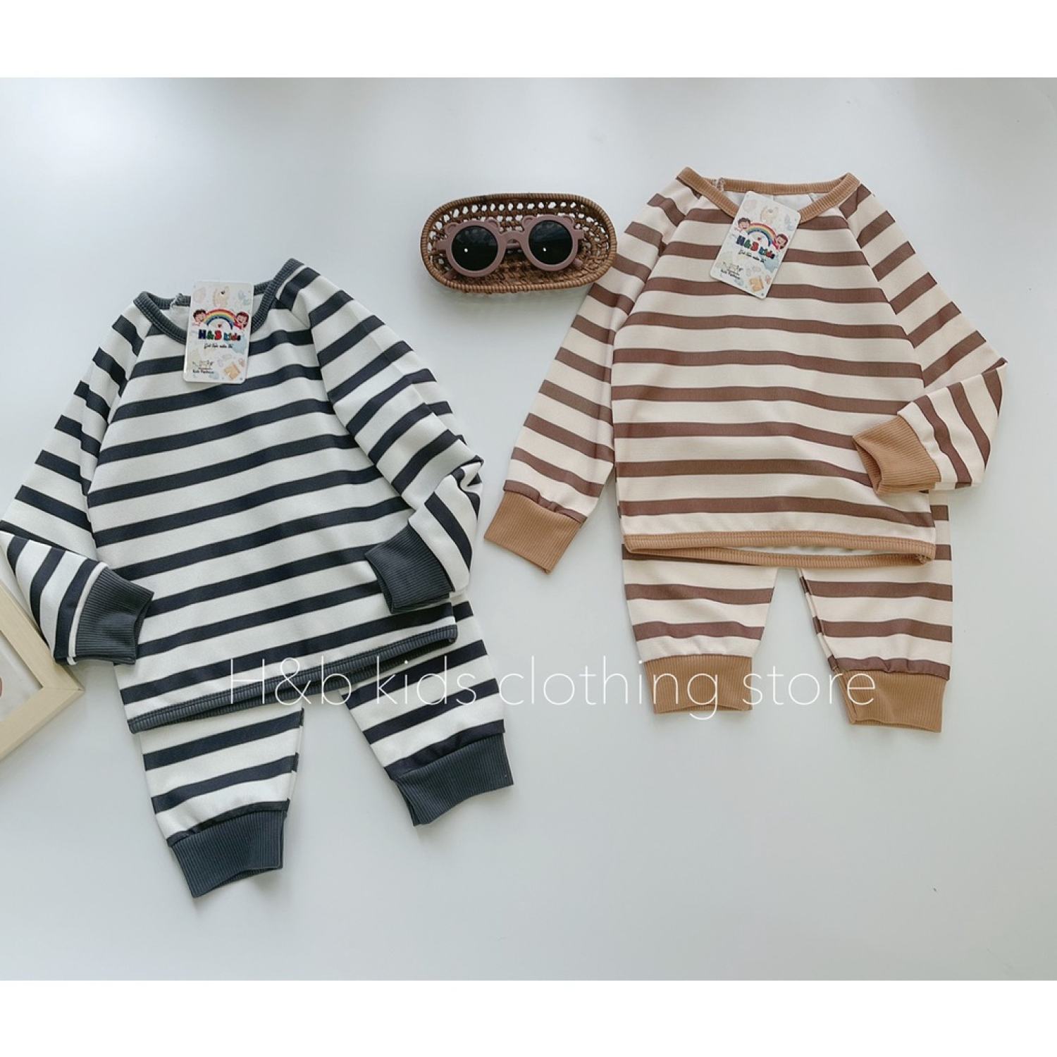 Bộ tổ ong kẻ ngang cho bé cực sịn BINO Kids, bộ thu đông cao cấp cho bé 10-20kg