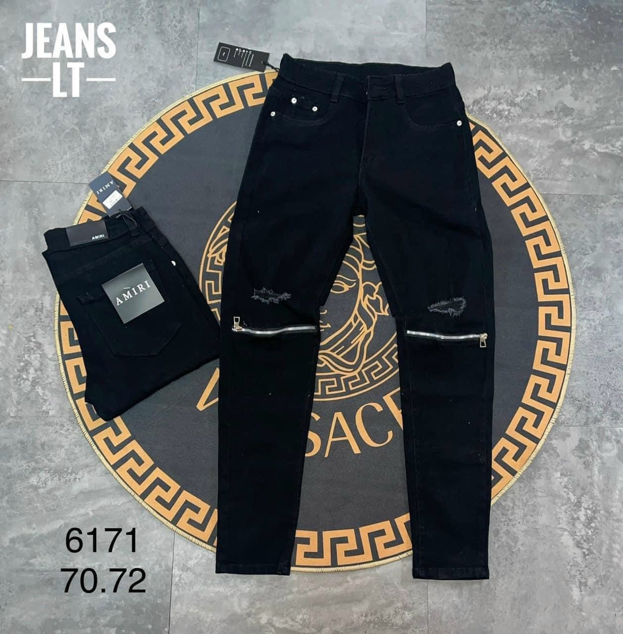 Quần jean Nam dài vá gối rách nhẹ quần chất bò co giãn màu đen trơn mẫu mã đẹp KAYSTORE