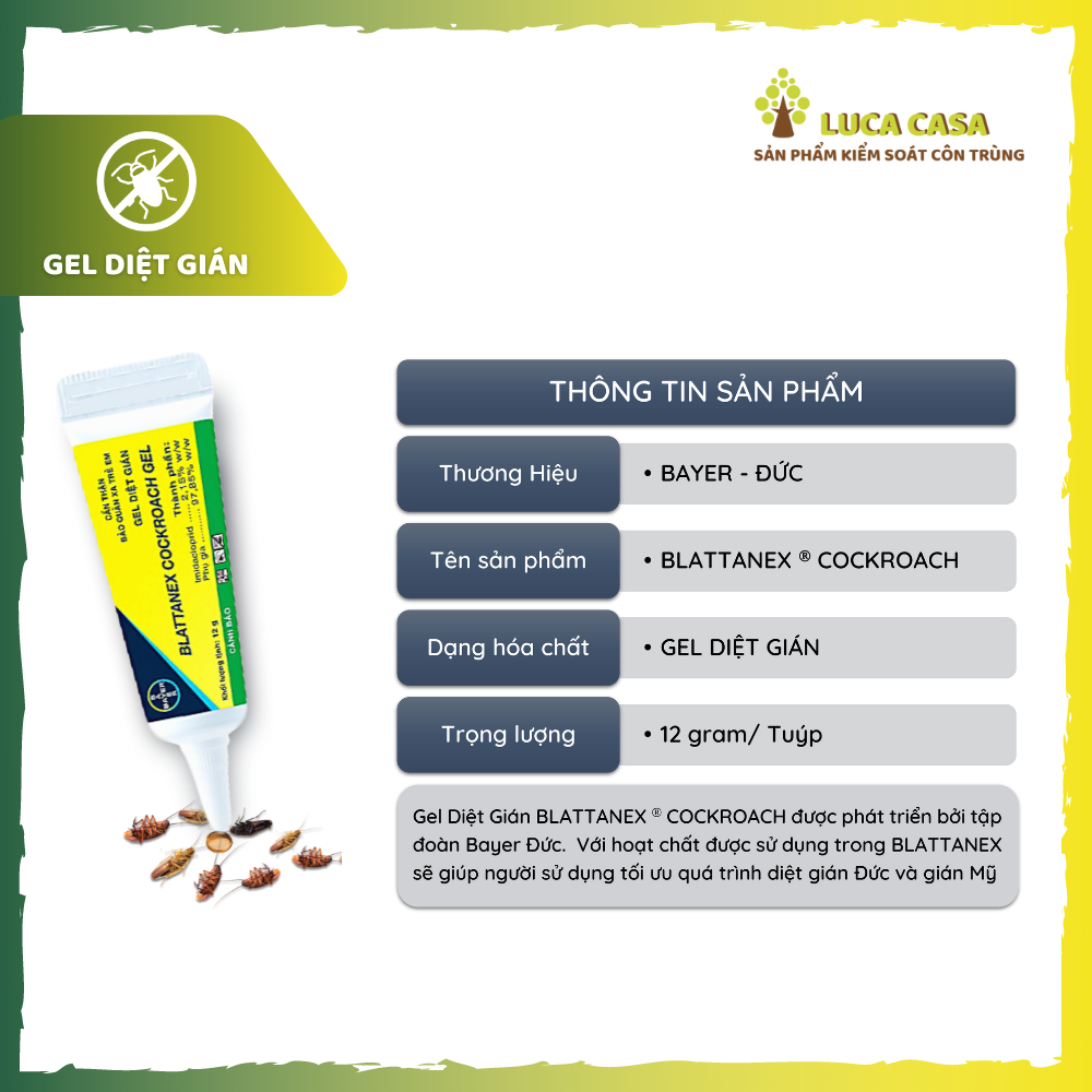 Gel Diệt Gián BLATTANEX COCKROACH Bayer - Combo 3 tuýp