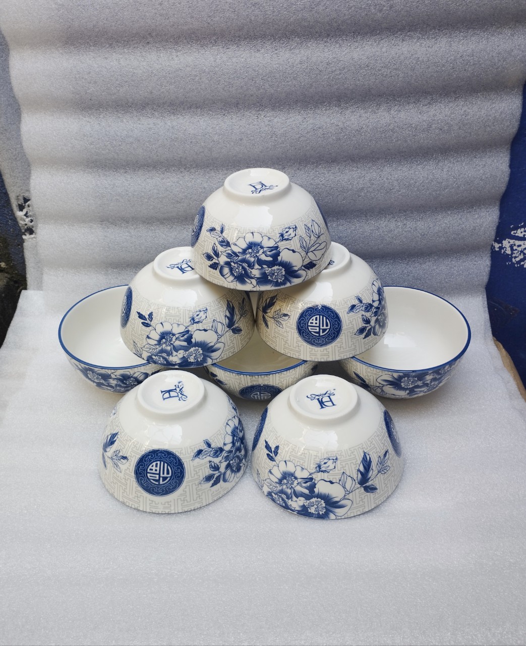 combo 10 cái hoặc 5 cái chén sứ ăn cơm hoa văn bò GL231 chén cơm sứ trắng 11.5cm