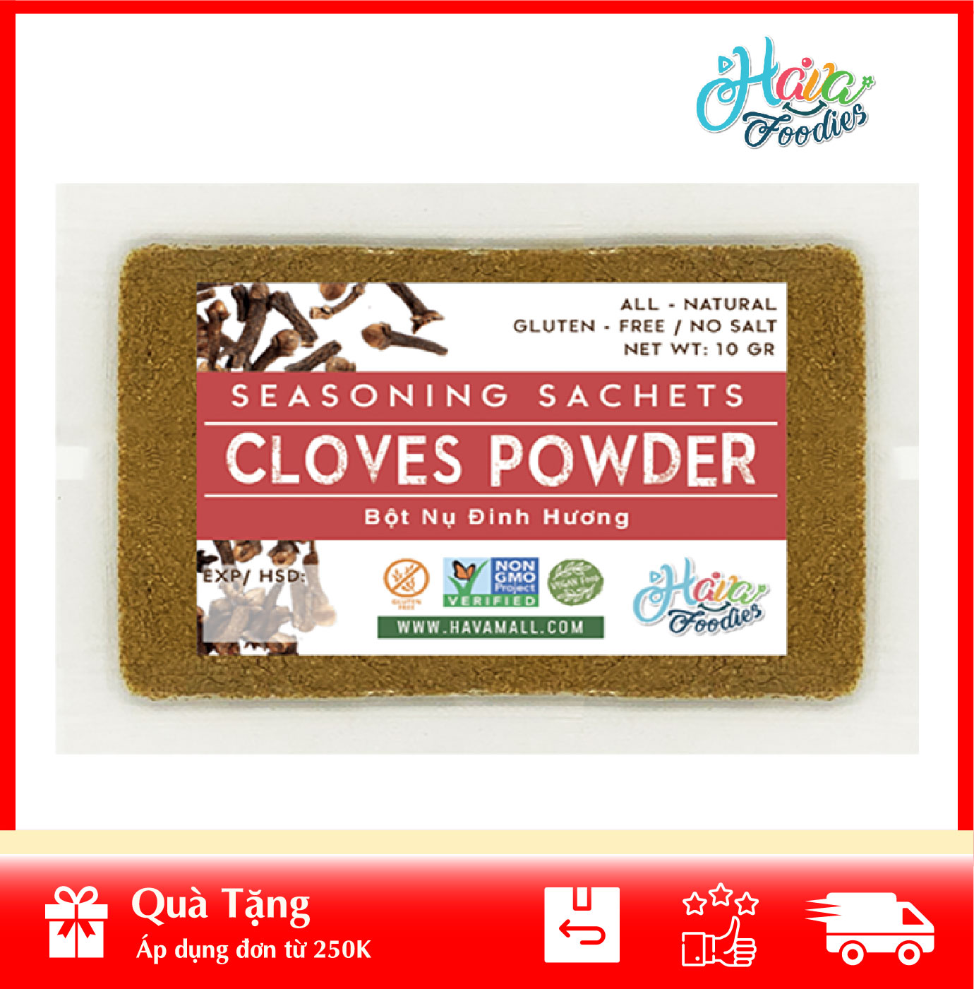 Bột Nụ Đinh Hương Thương Hiệu Hava Foodies Gói 10g – Cloves Powder