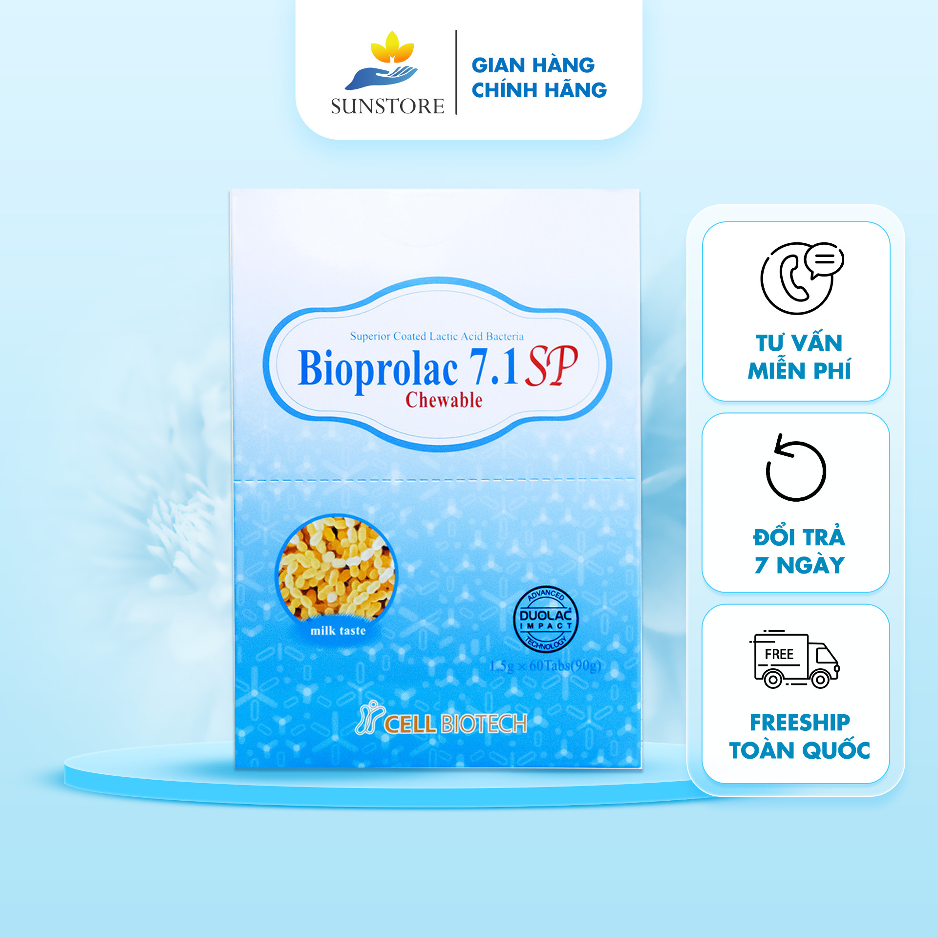 Men vi sinh BIOPROLAC CHEWABLE 7.1 SP giúp hệ tiêu hóa khỏe mạnh bổ sung