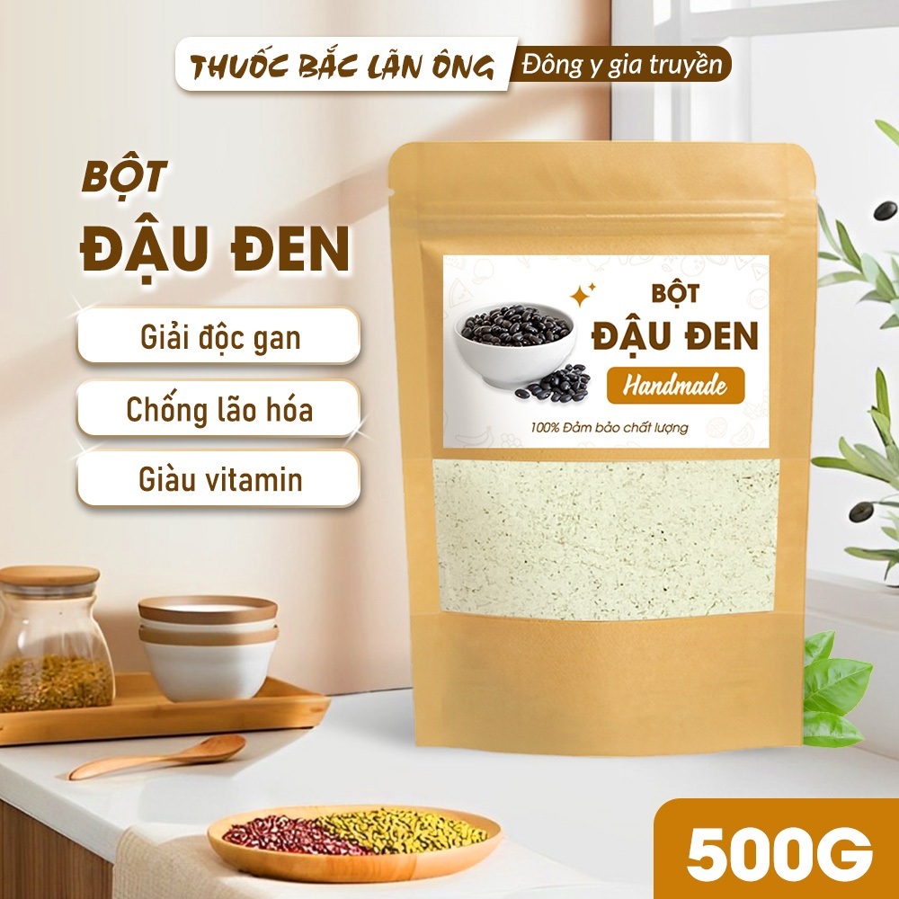 Bột đậu đen 500g, bột đỗ đen rang thơm, nghiền mịn, giúp thanh nhiệt, mát gan, hỗ trợ giảm cân