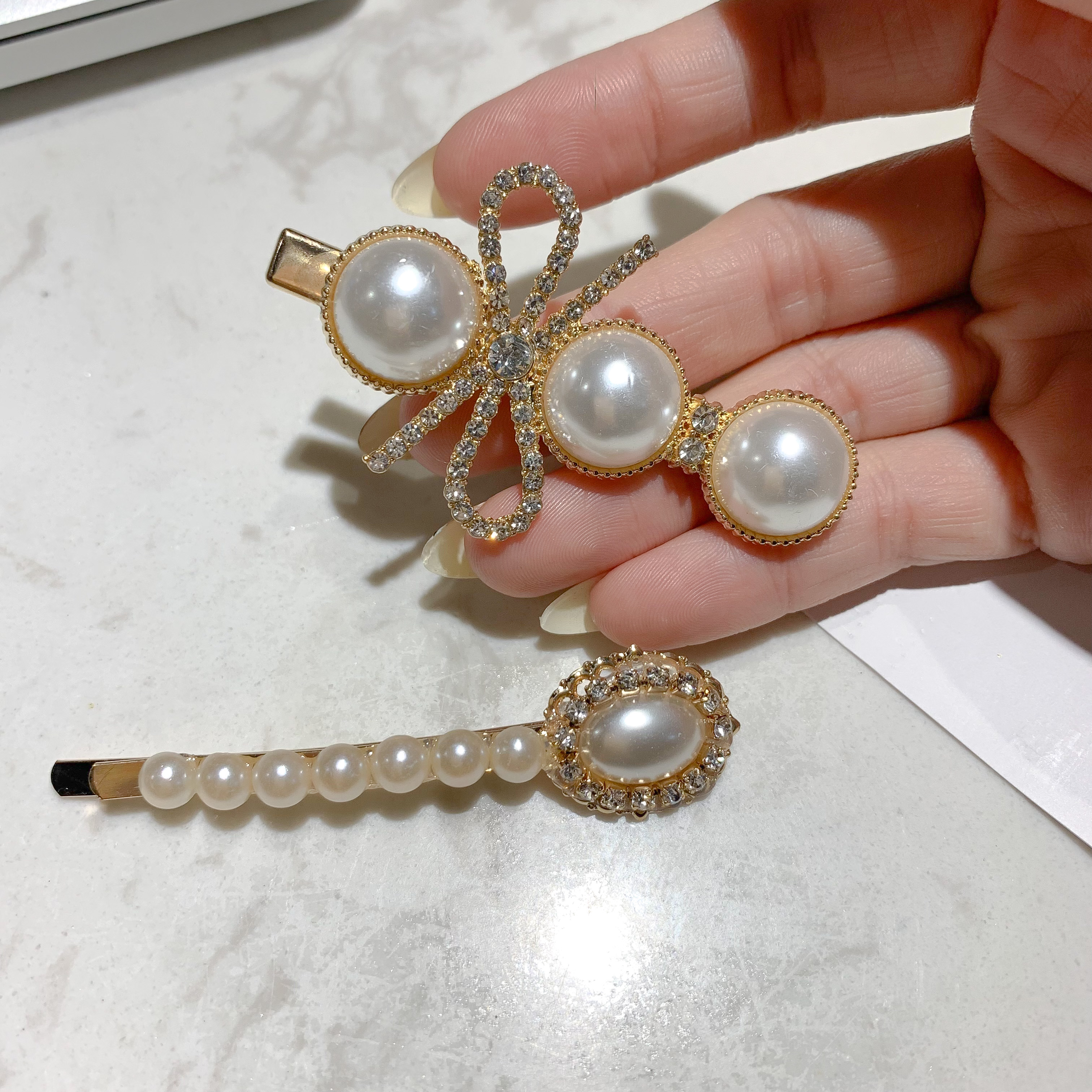 Set kẹp tóc nữ Hàn Quốc nhiều kiểu đính đá, vân đá, hạt ngọc