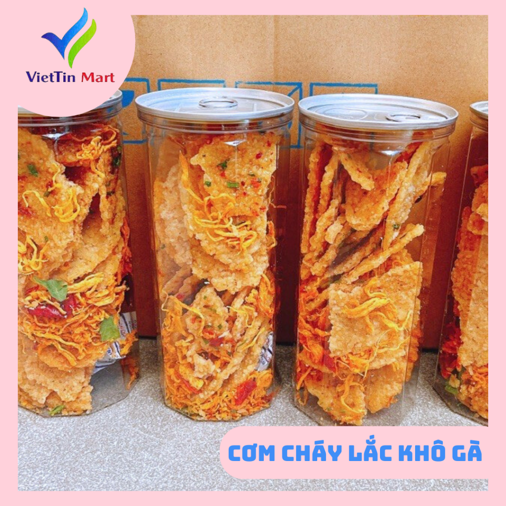 300GR_ Cơm Cháy Lắc Khô Gà Lon Pet