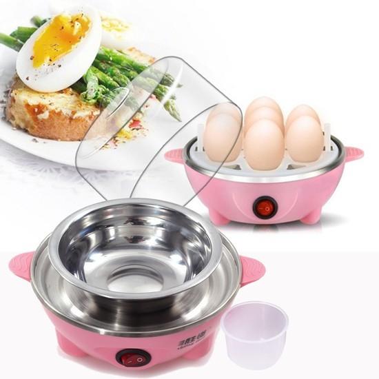 Máy luộc trứng mini kiêm nồi hấp thức ăn đa năng 2 tầng (Hồng)