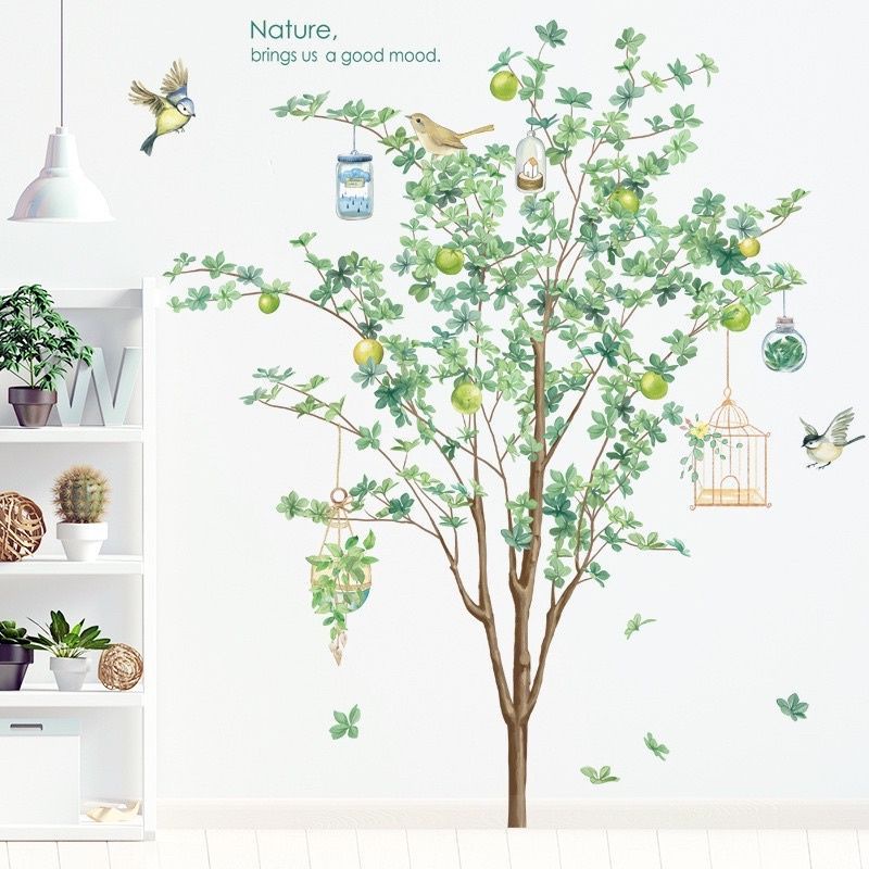 Decal dán tường cây lựu, trang trí phòng khách