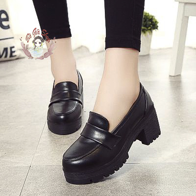 Giày học sinh đế 7cm giày gót vuông