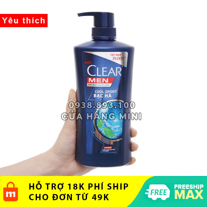 【YÊU THÍCH】 Dầu Gội Đầu Clear Men Cool Sport Hương Bạc Hà Thái Lan (390ml)