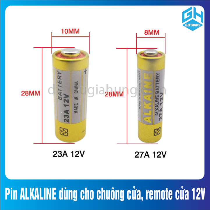 Pin alkaline dùng cho chuông cửa, remote cửa 12v