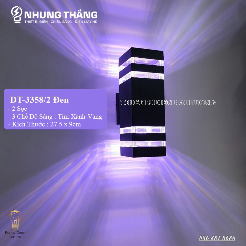 Đèn tường Atimol 2 Đầu Đui E27 3358/2 - Gắn trụ cổng sân vườn cầu thang sang trọng - Hợp kim Nhôm Chống rỉ ô xi hóa - Loại dài 3 vạch kẻ