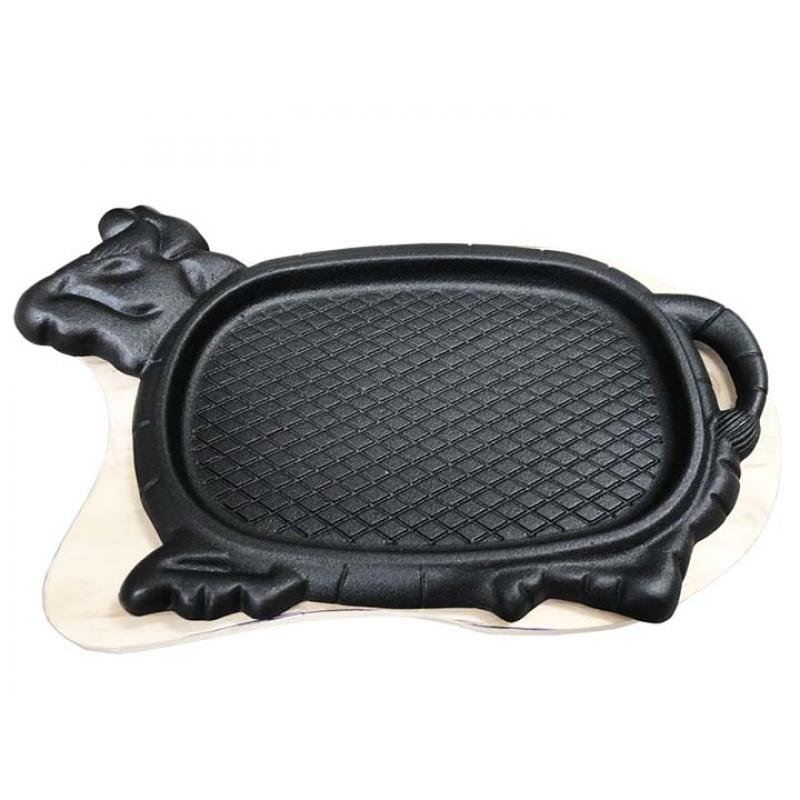 [HCM]Chảo Gang Kèm Đế Gỗ Lớn Chống Dính Làm Bò Bít Tết