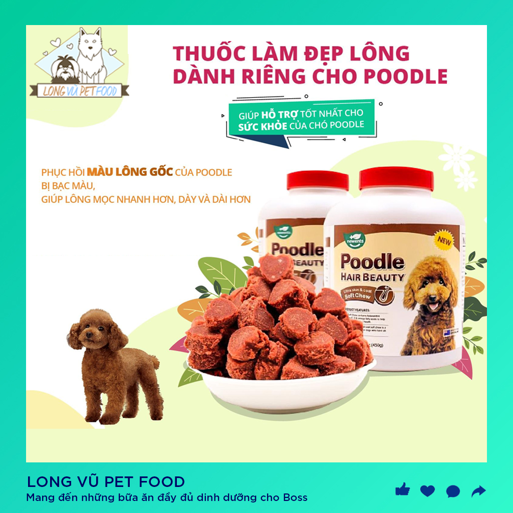 Viên Dưỡng Lông Giữ Màu Lông cho chó Poodle Hair Beauty - Dưỡng lông cho Poodle - Long Vũ Pet Food