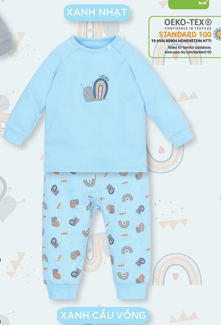 Bộ cổ tim raglan bé trai thu đông 2021 Lullaby (Sz 9m-4y)