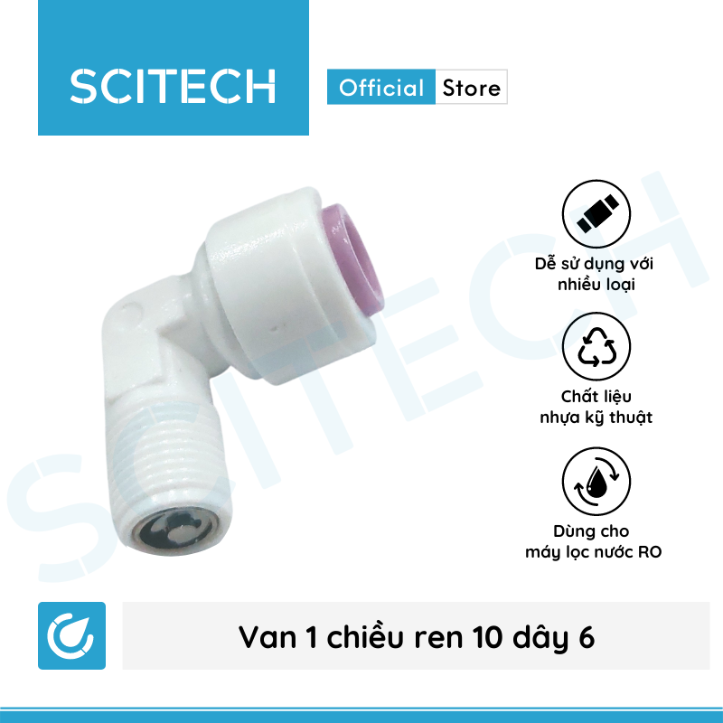 [HCM]Van 1 chiều ren 10 dây 6 máy lọc nước (Co van 1 chiều vỏ màng RO/ Van 1 chiều co 10-6) - Scitech Water