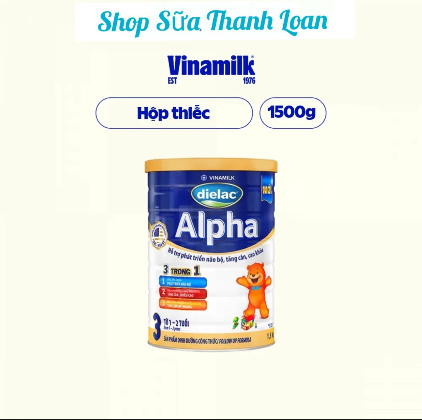 (Expiration Date January 2028) Vinamilk Dielac Alpha Powder Milk 3 Cans 1.5kg.