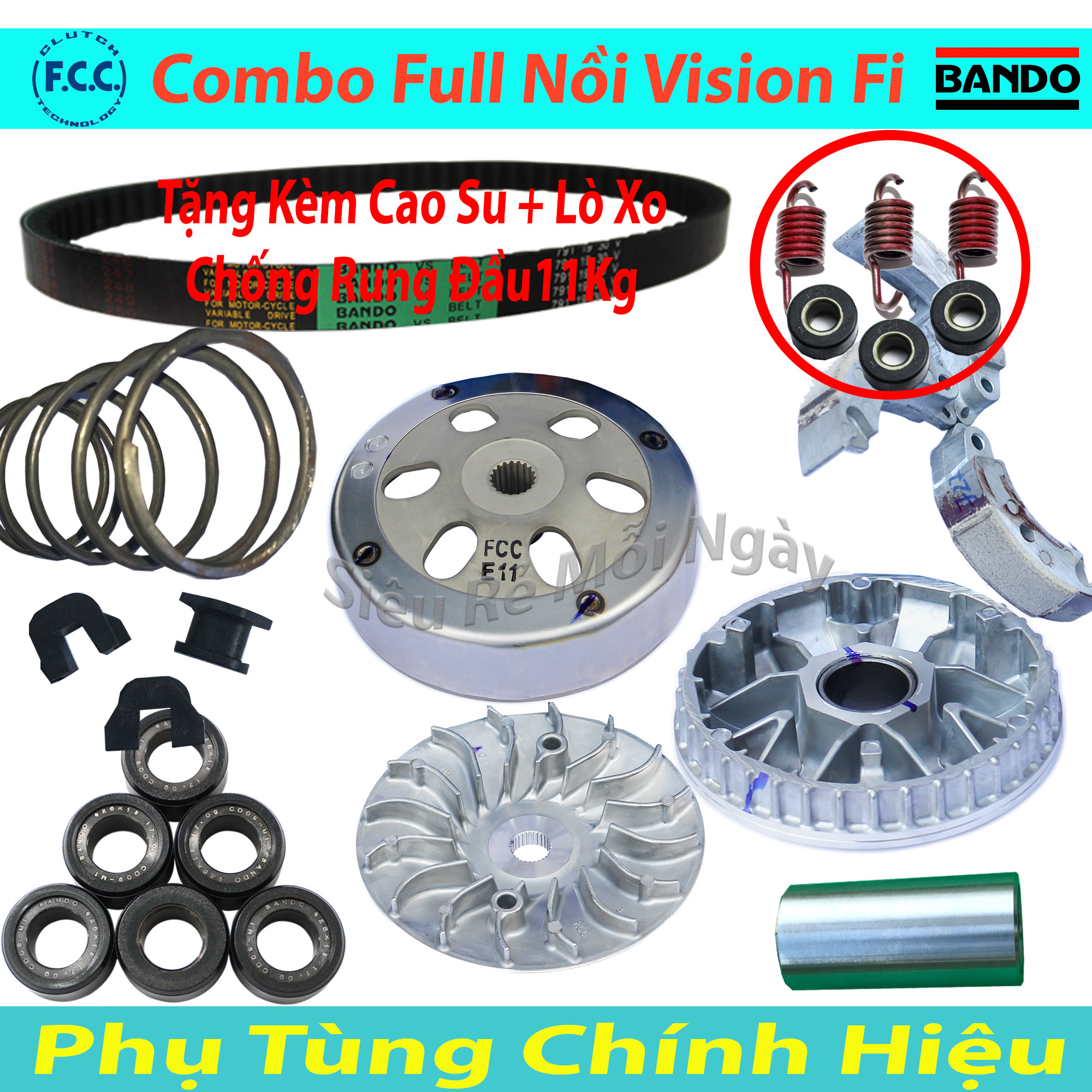 [HCM]Combo Full Bộ Nồi Trước Nồi Sau Dây Coroa Bi Nồi Honda Vision Fi