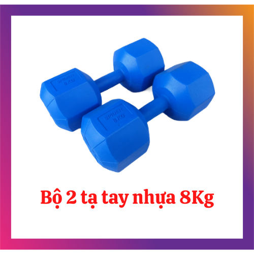 Tạ tay nhựa 8kg (bộ 2 cái bát giác màu xanh dương)