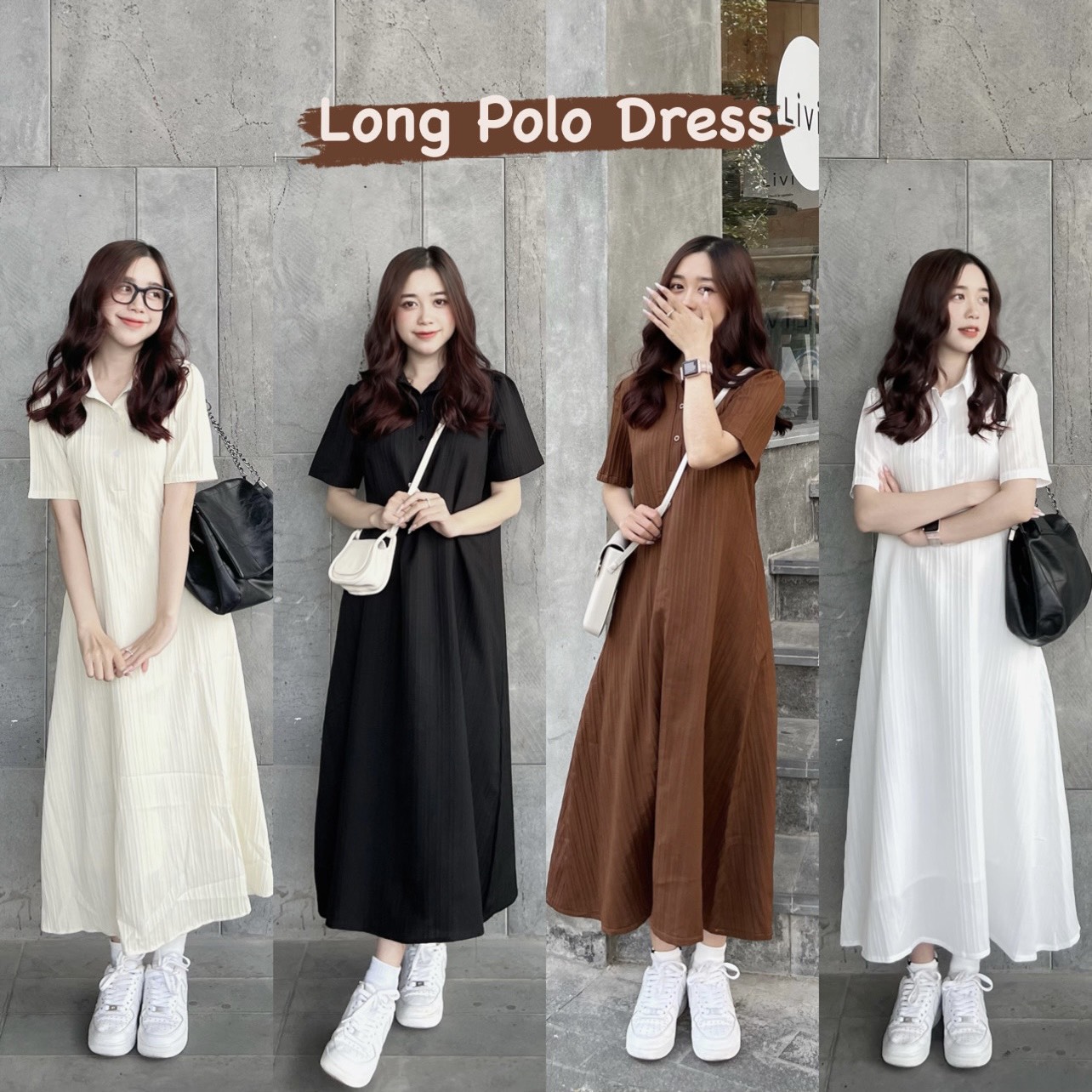 Đầm Polo nữ, form váy suông dáng dài phong cách thể thao năng động, bigsize  tới 78kg V12 - Đầm, váy nữ | ThờiTrangNữ.vn