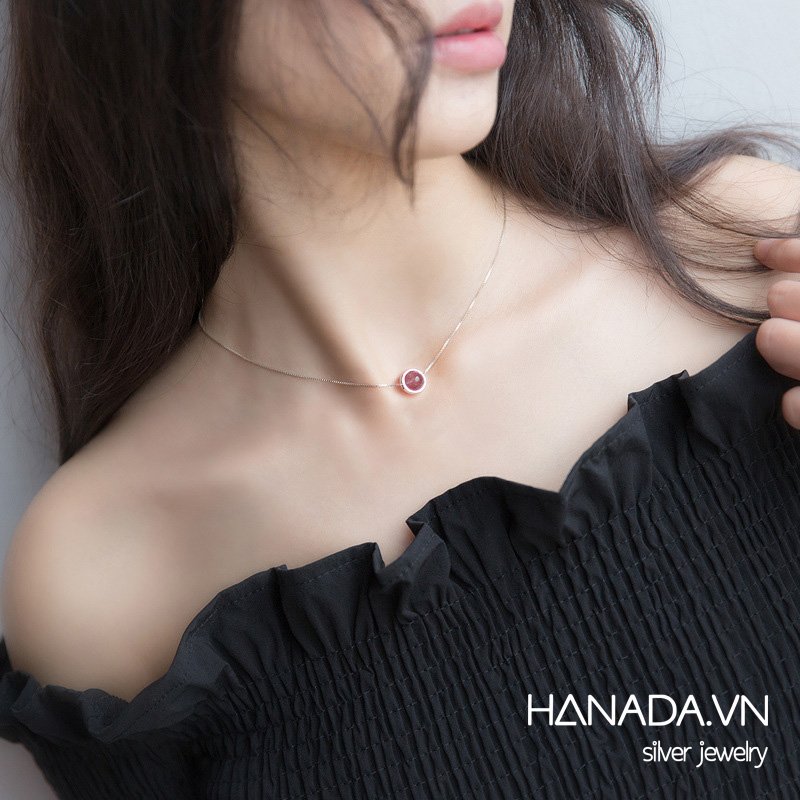 [ LAZXuhuong02 giảm 25K /199K] [HCM]Dây Chuyền Bạc 925 Hanada  Đá Thạch Anh 0151