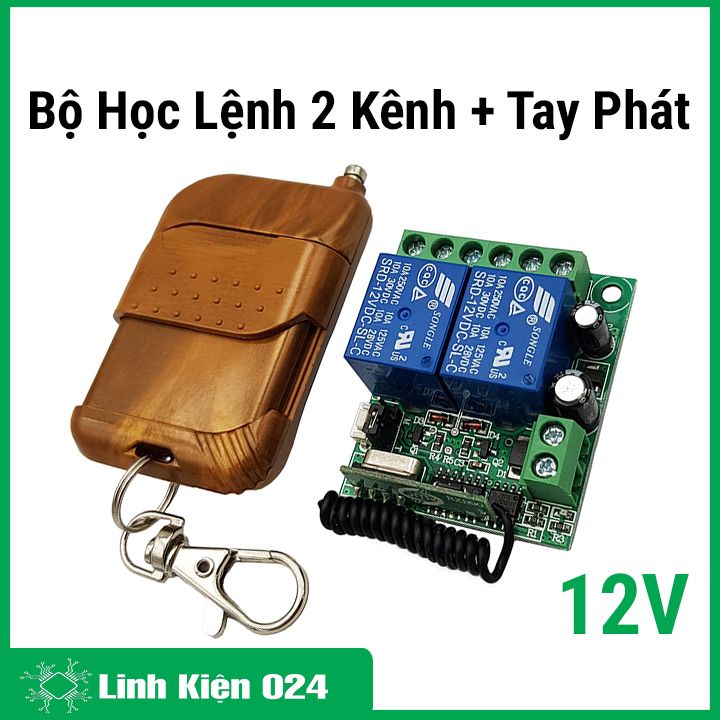 Bộ học lệnh 2 kênh 12v rf315mhz, bộ điều khiển rf kèm tay phát