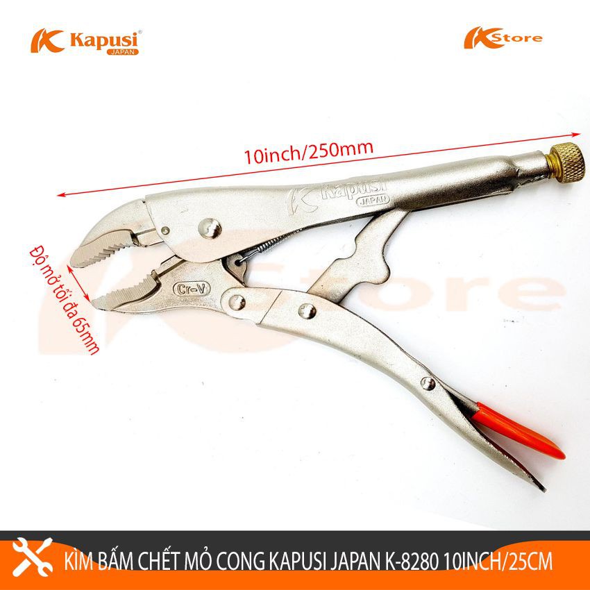 Kìm bấm chết mỏ cong kapusi japan k-8280 10inch/250mm, kìm chết nhật bản