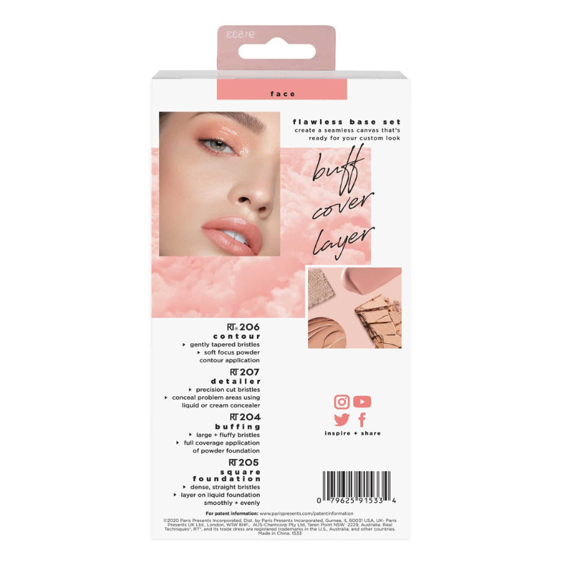 Bộ Cọ 4 Cây Kèm Khay Đựng - REAL TECHNIQUES Flawless Base Set