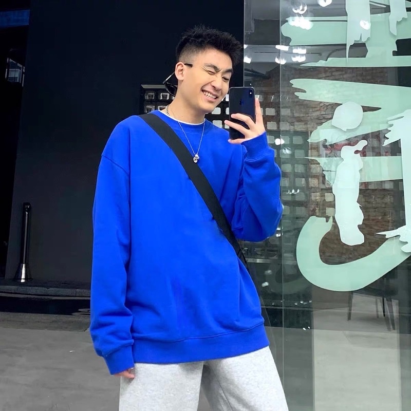 Áo sweater trơn xanh