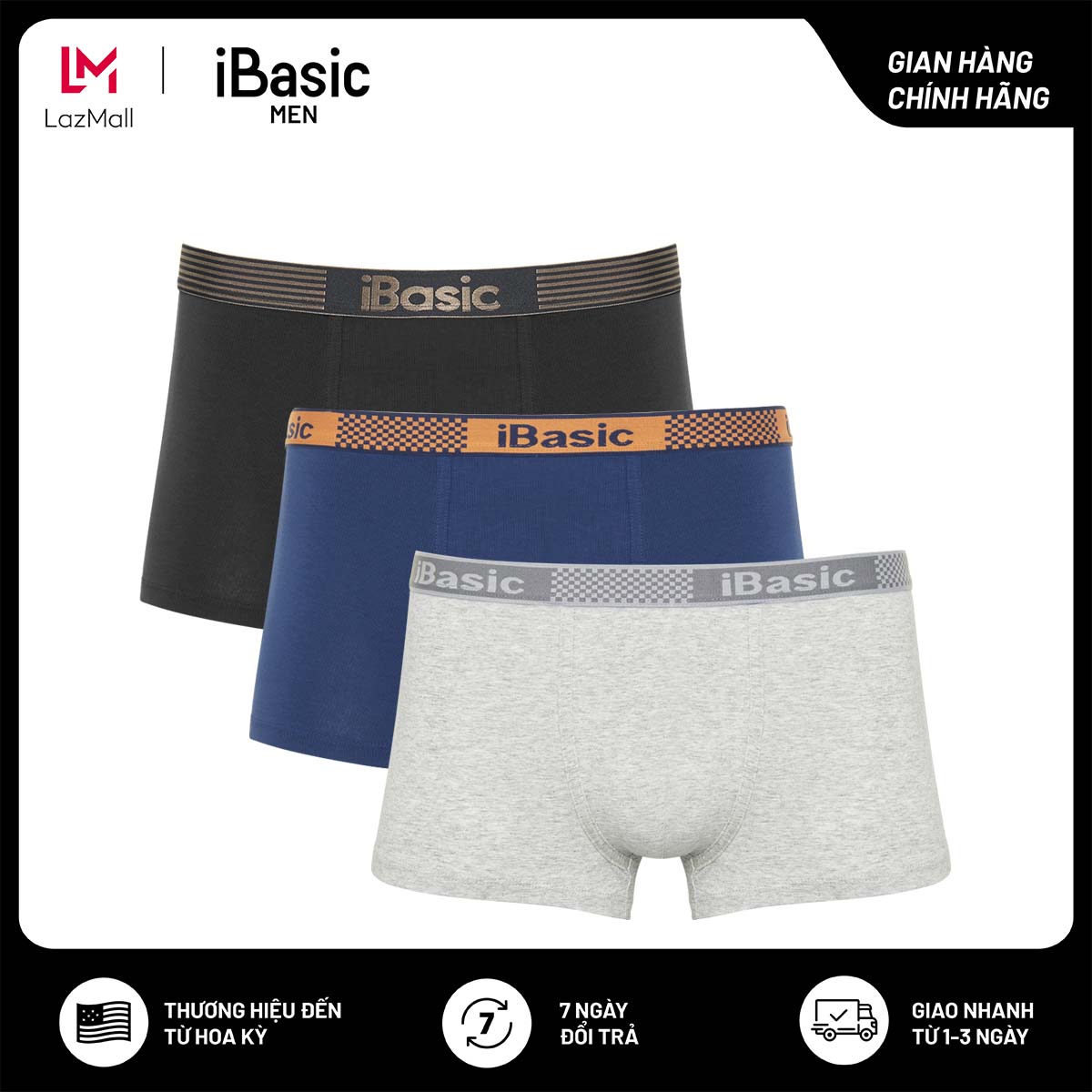 Combo 3 quần lót đùi nam cotton iBasic PANM078