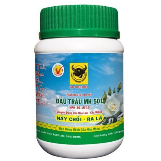 Phân bón lá cao cấp đầu trâu mk 501 npk 30-15-10 400gram kích thích nảy chồi ra lá mk501