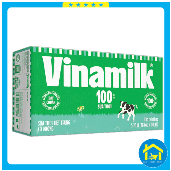 Thùng 48 Hộp 110ml - Sữa Tươi Tiệt Trùng Có Đường Vinamilk 100%