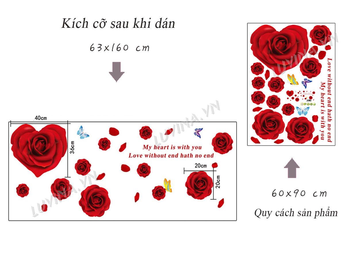 Red Rose Heart Wall Decal