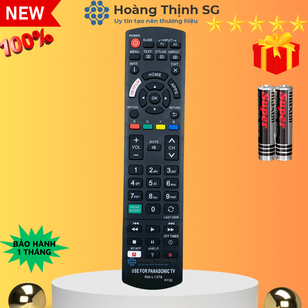 Remote điều khiển tivi Panasonic RM-L1378, điều khiển TV Panasonic các dòng tivi SMART /LED/ LCD - Tặng kèm pin