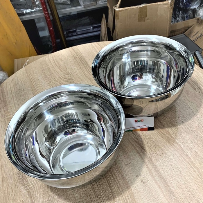 Thố (thau) trộn bột INOX cao cấp - hình bầu - nhiều size