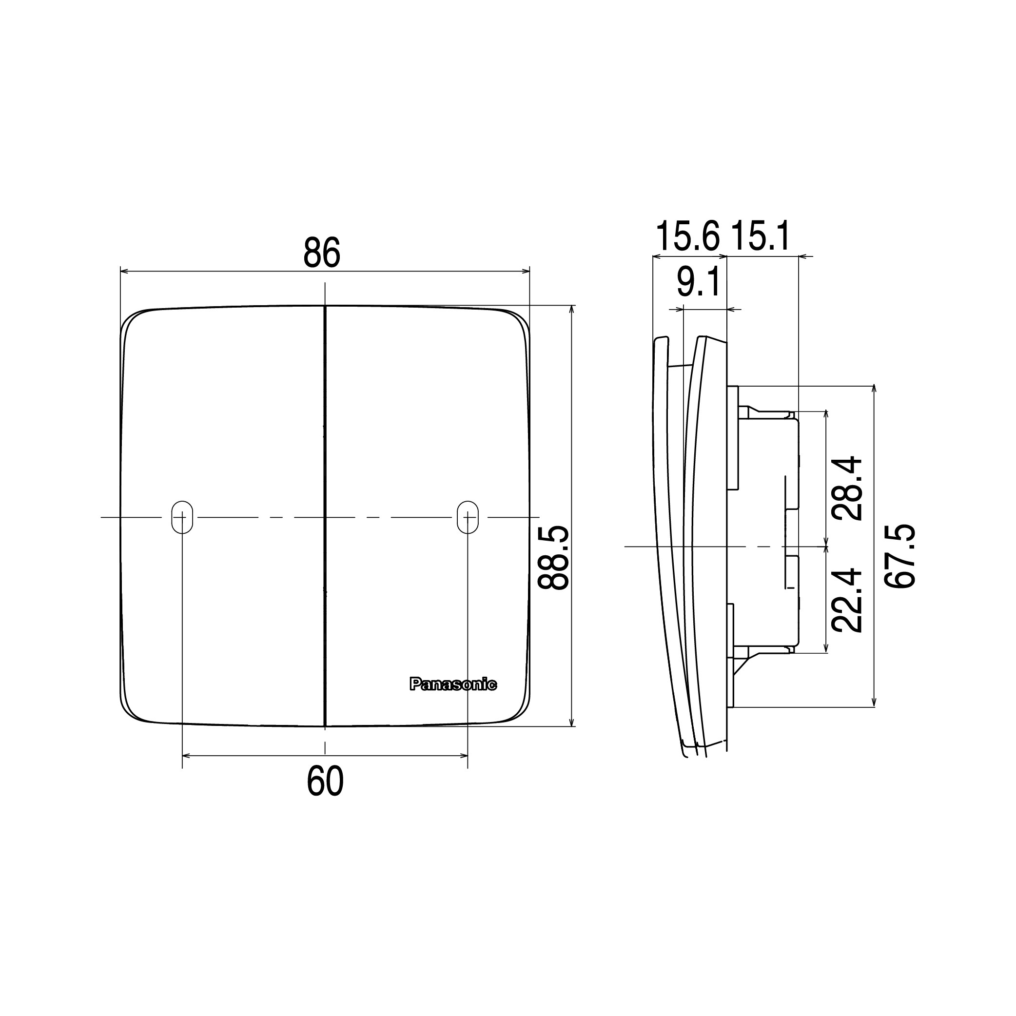 Bộ 2 công tắc 2 chiều Panasonic dòng Minerva (trắng - vàng ánh kim - xám ánh kim)