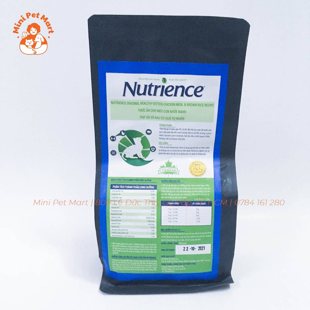 [HCM]Thức ăn hạt cho mèo con NUTRIENCE Original 500g