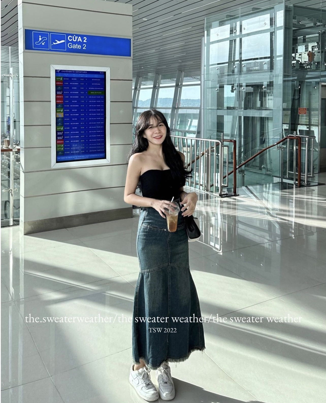 Chân váy jeans maxi đuôi cá dáng dài cv6857