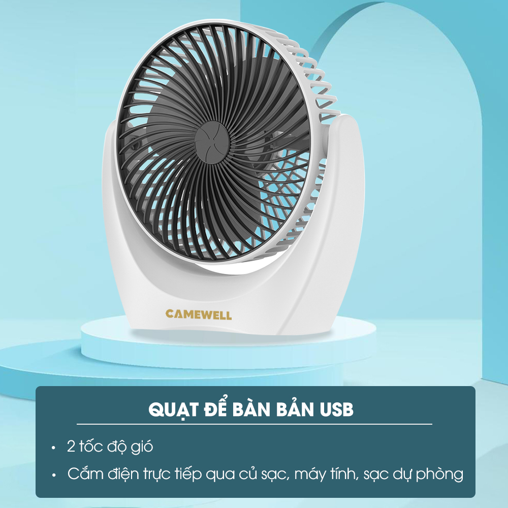 Quạt Tích Điện Mini Để Bàn Nhỏ Gọn